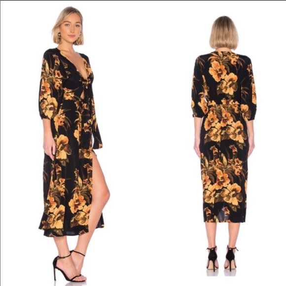 NWT Faithfull the Brand Oliviera black gold dress - Picture 2 of 3